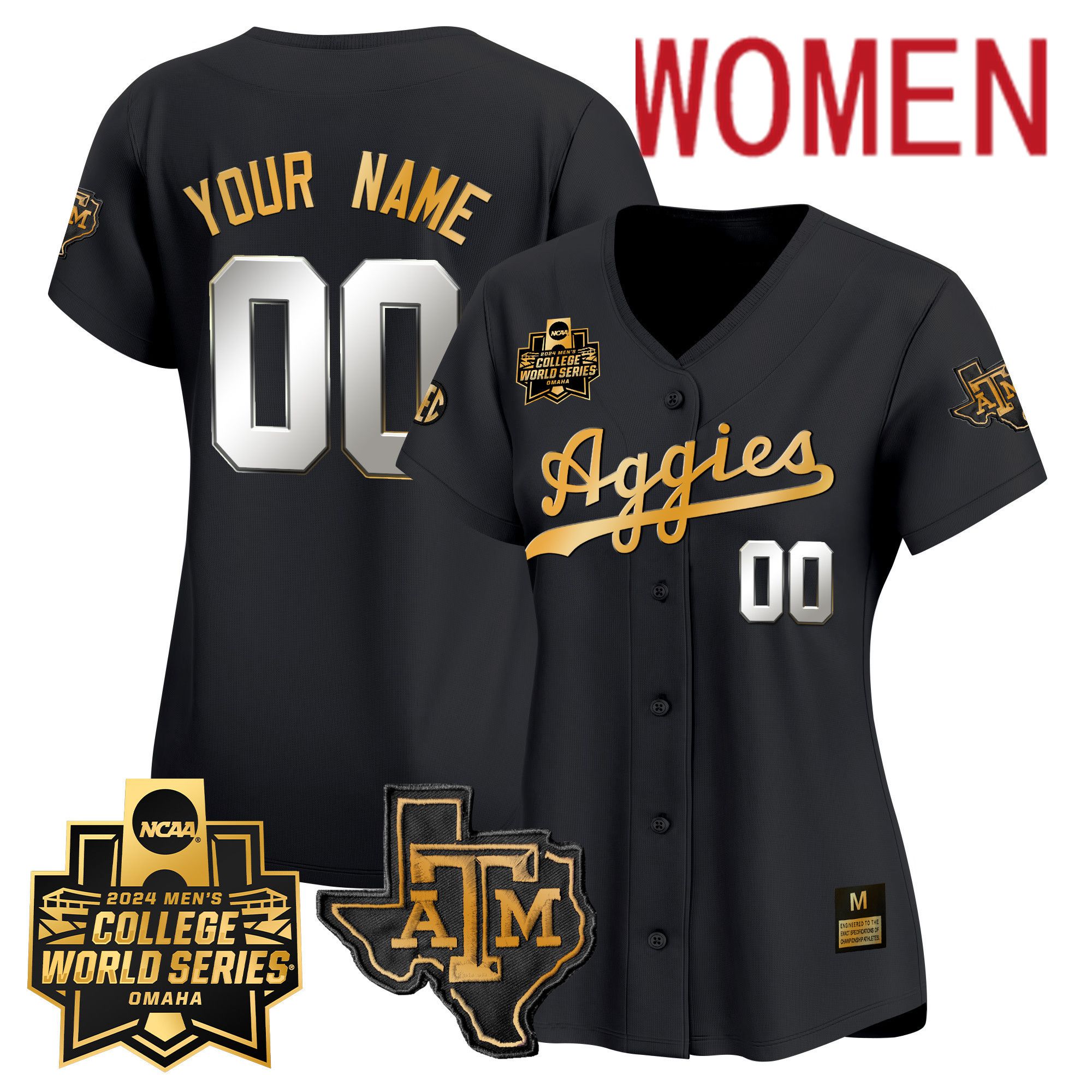 Women Texas A&M Aggies Black 2024 College World Series Vapor Premier Limited Custom NCAA Jersey